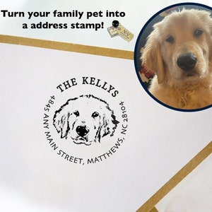 Pet Dog Cat Photo Portrait Rubber Stamp, Face Address Custom Rubber Stamp or Self Inking Stamping, Personalized Animal Signature Puppy Kitty