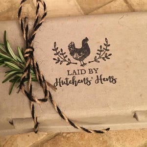 Egg Chicken Stamp, Wreath Carton Hen Farm Barn Rubber Stamp or Self Inking Stamp Rustic Egg Gathering Tag