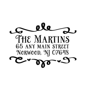 May include: Black and white return address stamp with the text "THE MARTINS 65 ANY MAIN STREET NORWOOD, NJ 07648".
