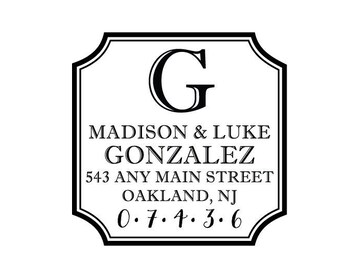 Border Frame Return Address Rubber Stamp or Self Inking Stamp Housewarming Wedding Home Sweet Home New House Closing
