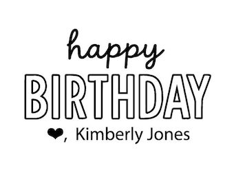 Happy Birthday Rubber Stamp or Self-Inking Stamp – Personalized Birthday Gift Stamp – Custom Party Favor Stamp – Birthday Stamp Gift Tag