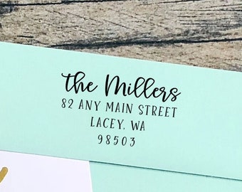 Script Fancy Address Rubber Stamp or Self Inking Stamp - Wedding Housewarming Home Sweet Home Love New House - The Millers