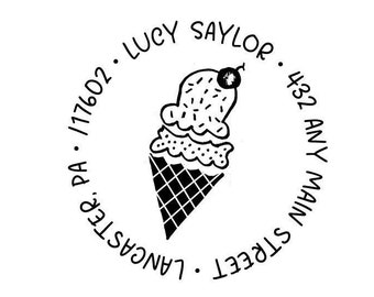 Ice Cream Summer Return Address Rubber Stamp or Self Inking Stamp Housewarming Closing Gift Wedding Home Sweet Home Sprinkles