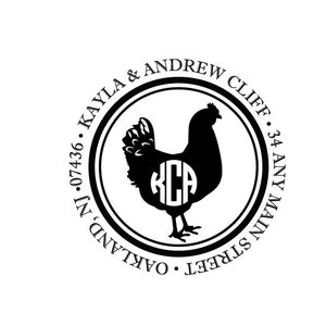 Chicken Hen Address Rubber Stamp or Self Inking Stamp, Rustic Egg Gathering Rustic Country