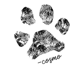 Animal Paw Print Stamp Name Custom Rubber or Self Inking Stamp - Dog, Cat Personalized Animal Gift Signature