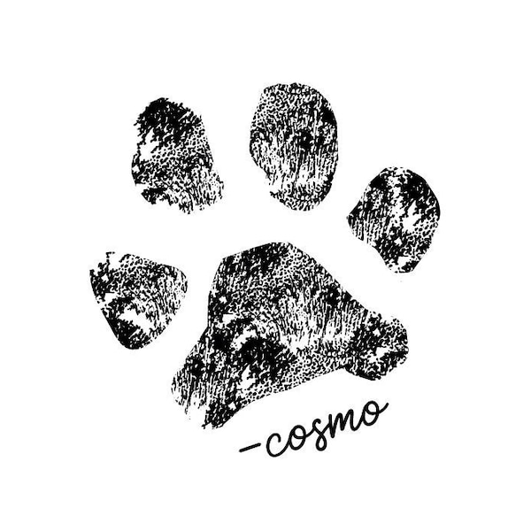 Animal Paw Print Stamp Name Custom Rubber or Self Inking Stamp - Dog, Cat Personalized Animal Gift Signature