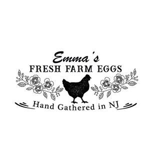 Egg Hen Carton Stamp / Flower Wreath Farm Barn Rubber Stamp or Self Inking / Rustic Egg Gathering Tag