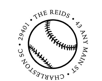 Baseball Address Stamp: Personalized Rubber or Self Inking