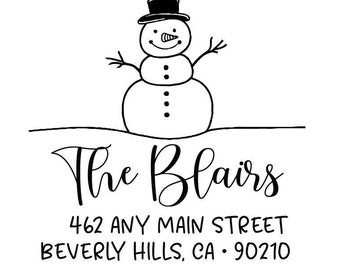 Snowman Address Rubber Stamp: Personalized Holiday Return Address