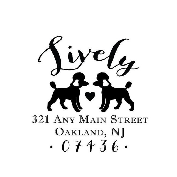 Poodle Dog Monogram Return Address Rubber Stamp or Self Inking Stamp Housewarming Wedding Home Sweet Home Animal Dog Breed