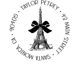 Paris Eiffel Tower Address Stamp - Custom Design Personalized Return Address Rubber Stamp or Self-Inking Stamp for Envelopes & Mail