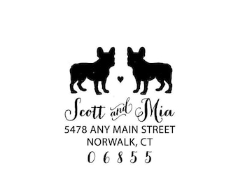 French Bulldog Return Address Stamp: Personalized Dog Breed (Rubber or Self Inking)