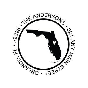 Florida State Return Address Rubber Stamp or Self Inking Stamp Housewarming Closing Gift Wedding Home Sweet Home