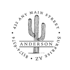Personalized Cactus Desert Address Stamp – Custom Return Address Rubber or Self-Inking Stamp – Southwest Cactus for Housewarming or Business