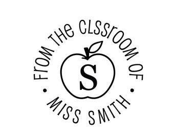 From The Classroom Stamp, Apple Teacher Rubber Stamp or Self Inking Stamp Classroom - Library Bookplate Notepad Stamp