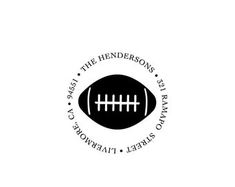 Football Return Address Stamp - Custom Rubber or Self-Inking Stamp for Sports Fans