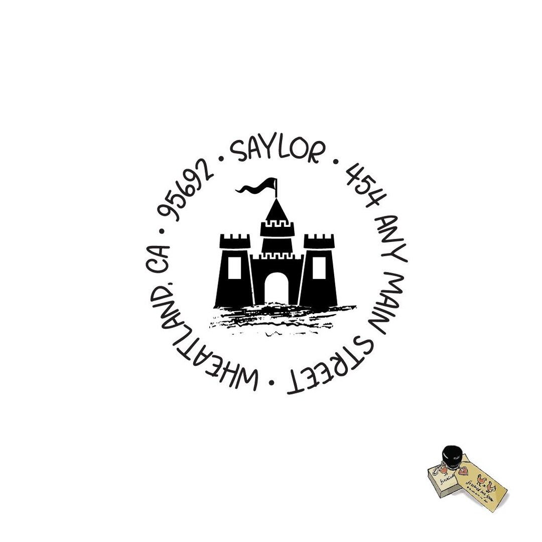 Personalized Sandcastle Address Stamp: Beach House Rubber or Self ...