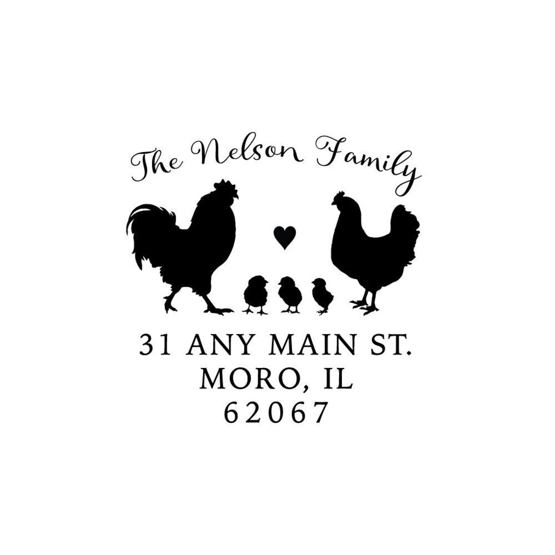 Chicken Family Stamp / Address Stamp Rubber or Self Inking Etsy