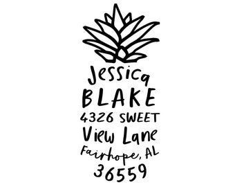Pineapple Address Stamp, Fruit Wood Rubber Stamp or Self Inking Stamp, Personalized Gift Custom