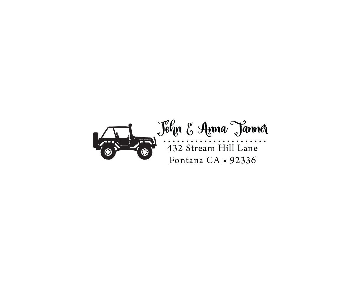 Jeep Address Stamp Personalized Custom Return Address Rubber Etsy