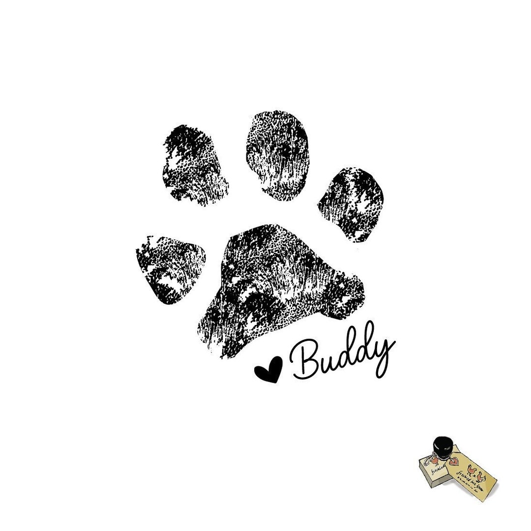 Dog Paw Print Stamp, Pet Print Autograph Stamp Name Custom Rubber