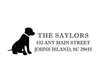 Dog Labrador Address Rubber or Self Inking Stamp, Pet Housewarming Wedding Home Sweet Home Animal Vet Dog Print