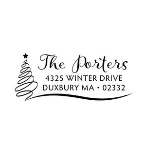 Fancy Christmas Tree Star Address Rubber Stamp or Self Inking Stamp - Housewarming Holiday Personalized Custom Gift Home
