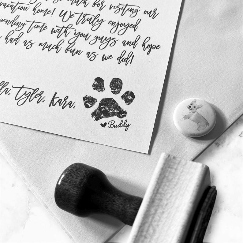 Dog Paw Print Stamp, Pet Print Autograph Stamp Name Custom Rubber or Self Inking Stamp - Dog, Cat Personalized Animal Lover Gift Signature