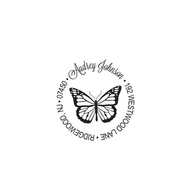 Personalized Custom Return Address Rubber Stamp or Self Inking Stamp Insects Butterfly Wings Butterfly Return Address Stamp