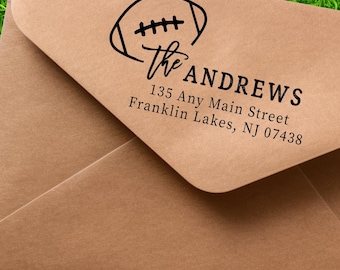 Personalized Football Address Stamp: Custom Sports Stationery