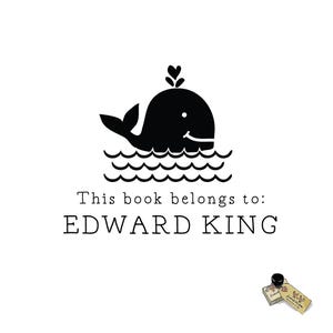 Nautical Whale Bookplate Stamp: Personalized Library Stamp (Self Inking Available)