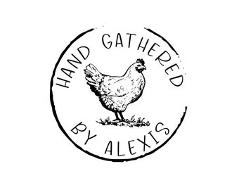 Hand Picked Egg Chicken Carton Hen Farm Barn Rubber Stamp or Self Inking Stamp Rustic Egg Gathering Tag