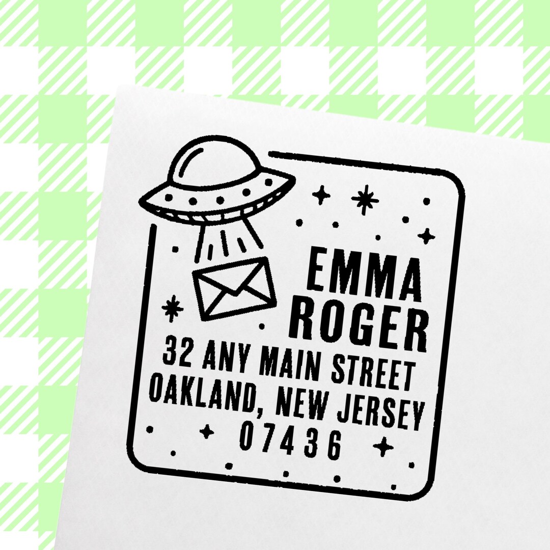 Custom Alien UFO Address Stamp: Personalized Outer Space Mail - Etsy