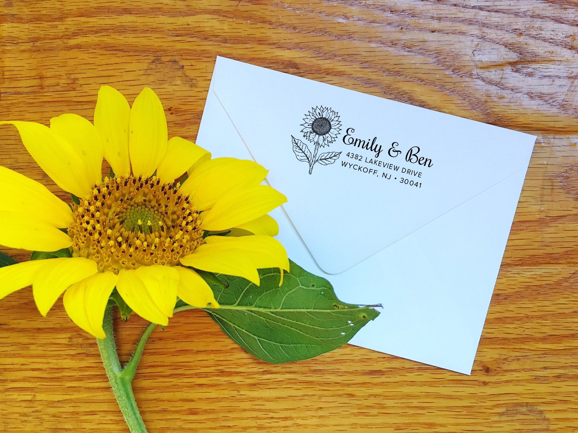 Garden Sunflower Address Stamp Housewarming Anniversary Etsy