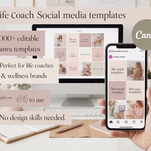 Sociale-mediasjablonen voor Life Coach: 1000+ Canva Instagram-berichten en -verhalen