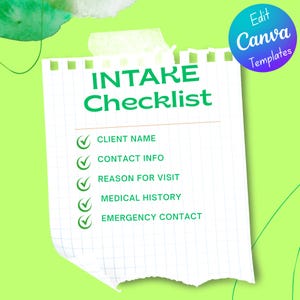 Intake Checklist Template | Editable Canva Client Form | Therapy ...