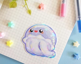 Rainbow Jellyfish Sticker: Waterproof Vinyl Decal for Laptop, Journal