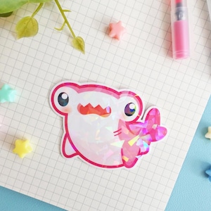 Hammerhead Shark Sticker – Cute Ocean Animal Vinyl Sticker, Waterproof Shark Decal, Marine Life Gift, Scrapbook or Laptop Sticker