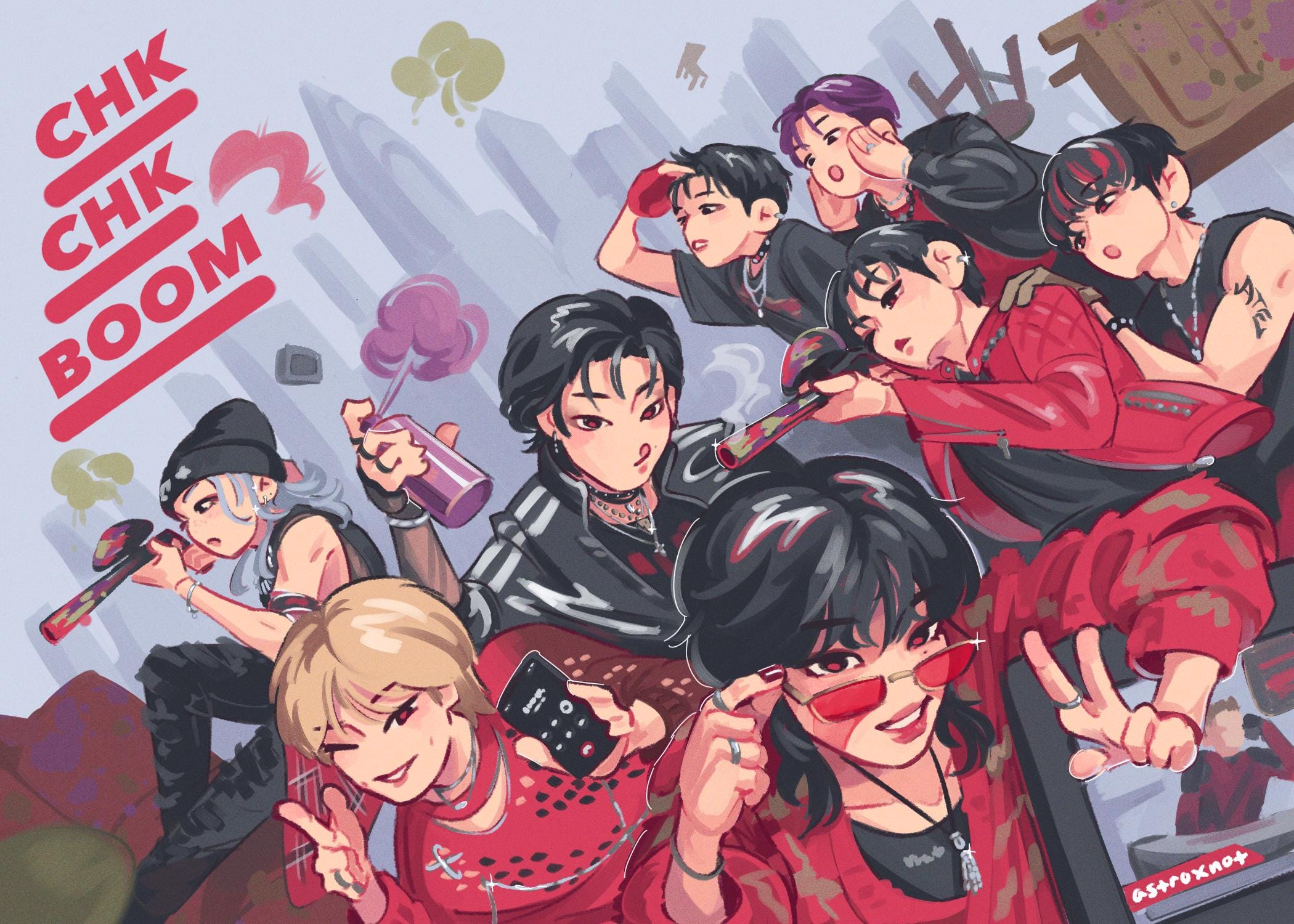 Stray Kids CHK CHK BOOM Art Print | OT8 Skz | Kpop Fanart | Room Stray Kids CHK CHK BOOM Art Print | OT8 Skz | Kpop Fanart | Room