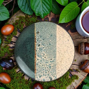 Rustic Ceramic Dinner Plates Set of 6 Reactive Glaze Tableware, 20 cm Boho Earth Tones