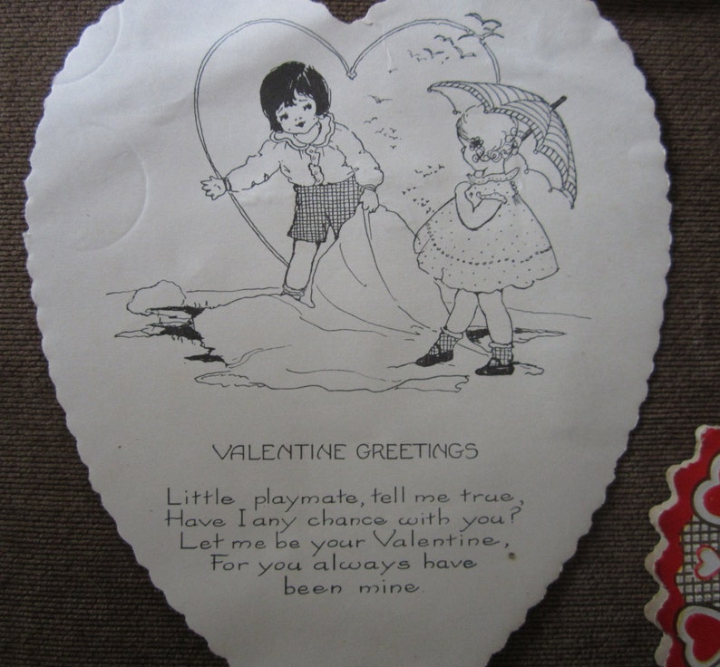 Antique Vintage Valentines Day Greeting Cards Lot of 3 Die Cut