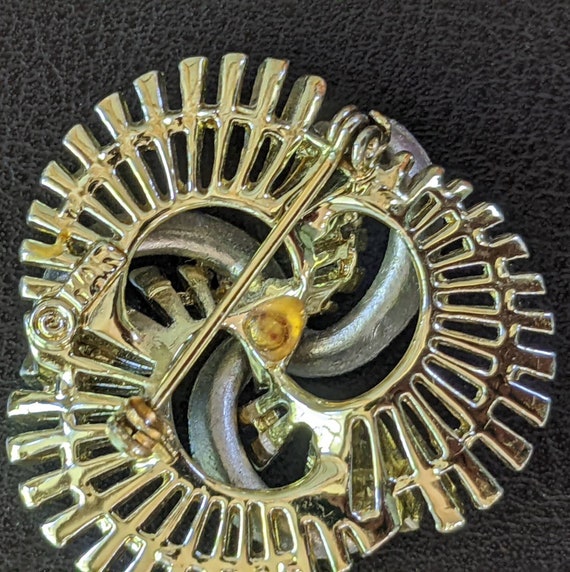 Vintage Har Brooch Pin Swirl Gold Tone Rhinestones - image 9