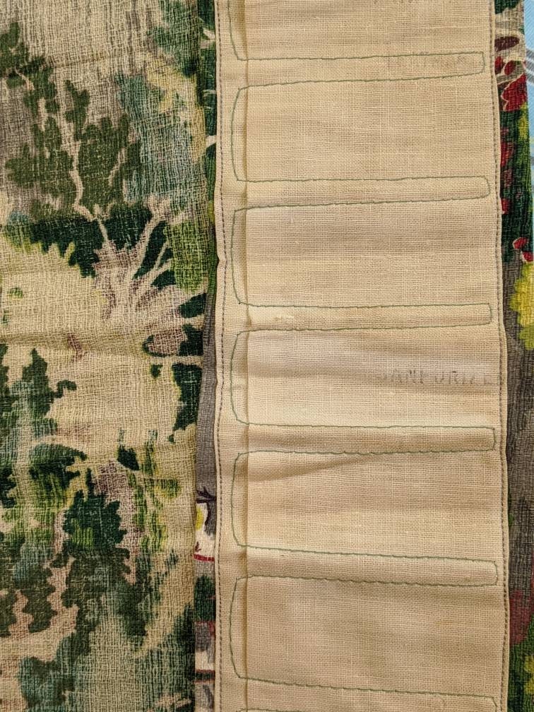 Vintage Barkcloth Fabric Curtain Panel Trees Stream Nature | Etsy