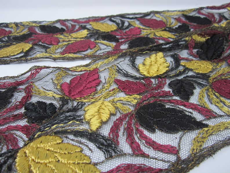 Antique Vintage Wide Netting Tulle Mesh Embroidery Trim Edging