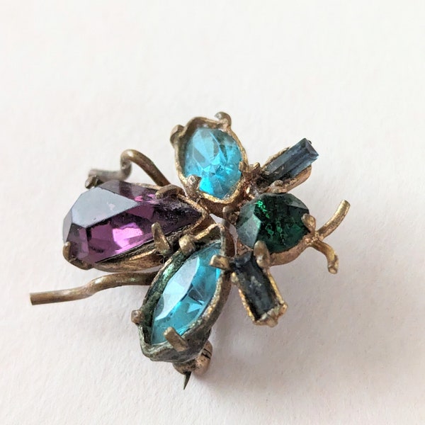 Vintage Bug Insect Brooch Pin Czech Czechoslovakia