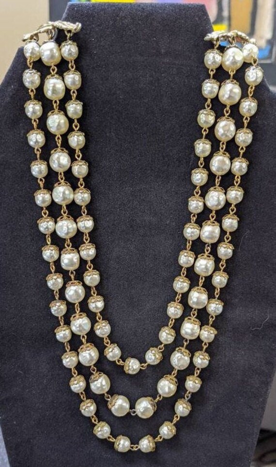 Vintage Baroque Style Pearl Multi Strand Necklace