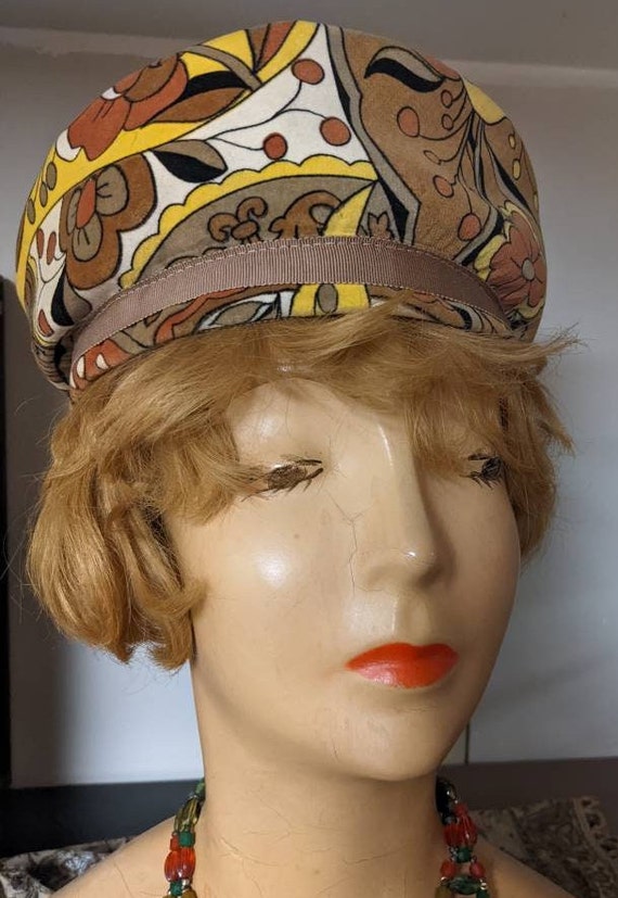 Vintage 1960's Style Pillbox Hat Mod Velvet Grosg… - image 2