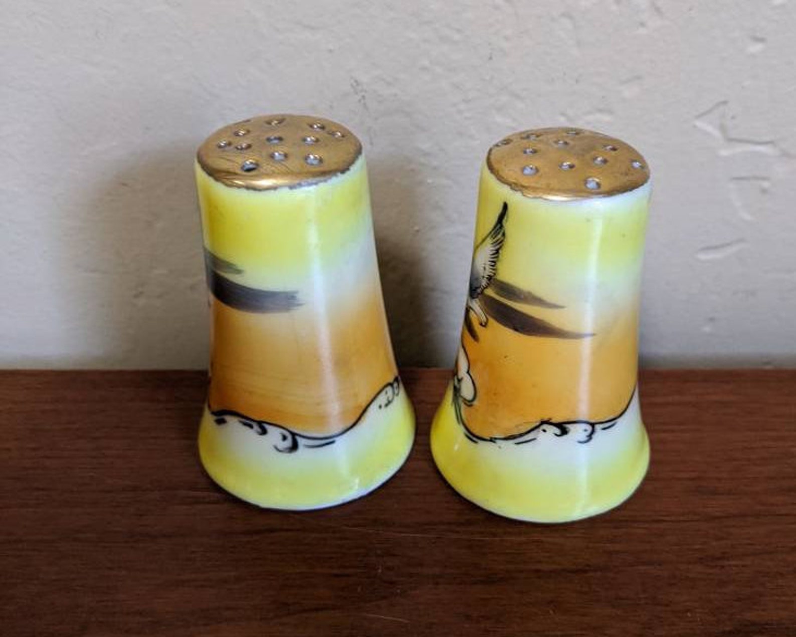 Vintage Salt and Pepper Shakers Yellow Birds Japan Etsy