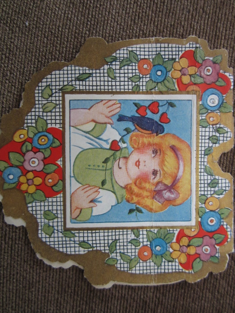 Antique Vintage Valentines Day Greeting Cards Lot of 3 Die Cut