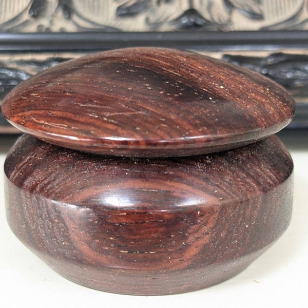 Vintage Wooden Trinket Box Small Round Wood Cocobolo?